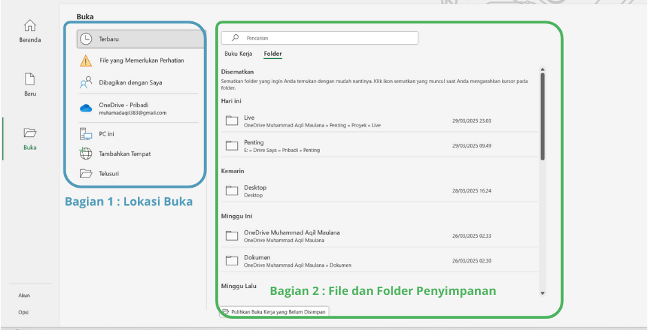 Halaman Buka: UI Excel