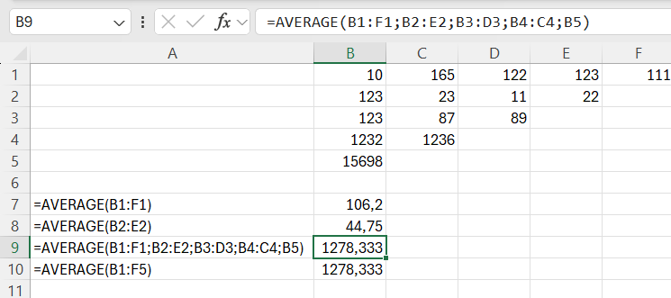 Contoh 1 Average Excel 