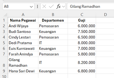 Contoh Kasus 2 Sorting Excel