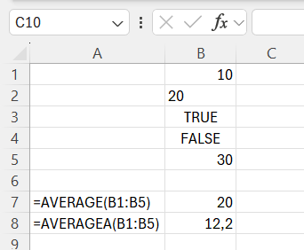 Contoh Kasus AVERAGEA Excel 
